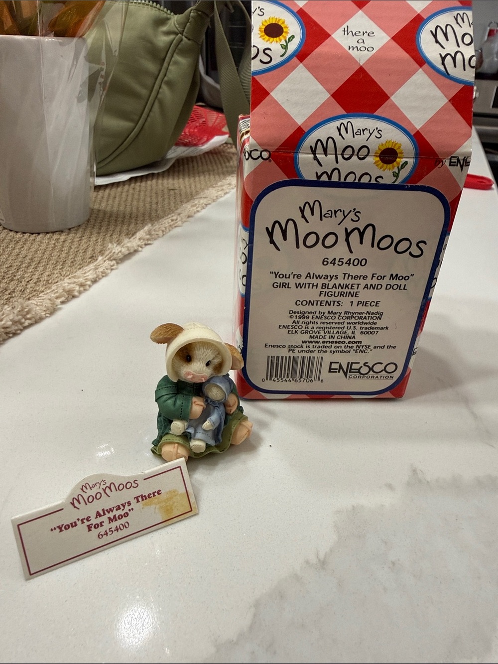 VINTAGE 1999 IN BOX Enesco Mary’s MooMoos Girl Figurine  #645400